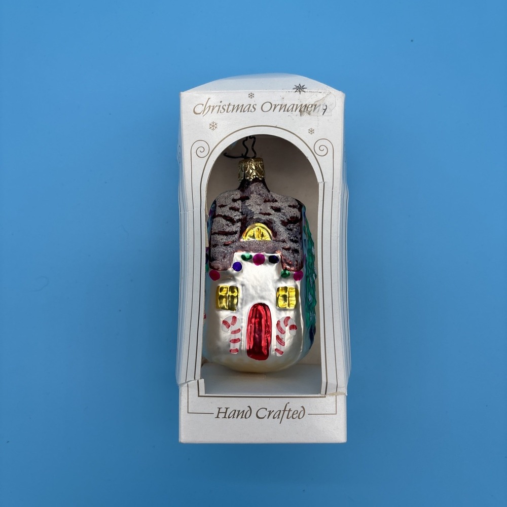 Handcrafted Glass House Christmas Hanging Ornament GU 107 Made in Ukraine
